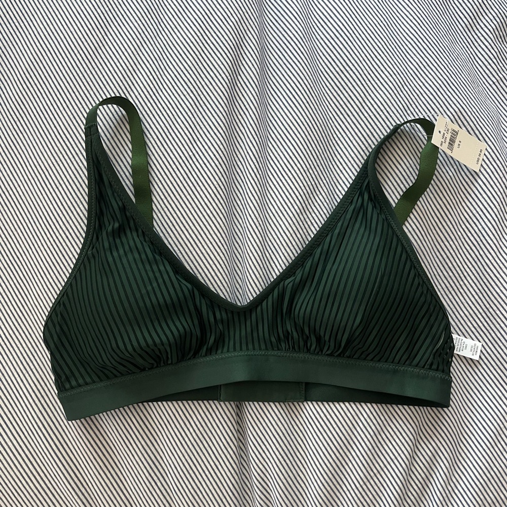 NWT Aerie Green Striped Swim Bikini Top (S)